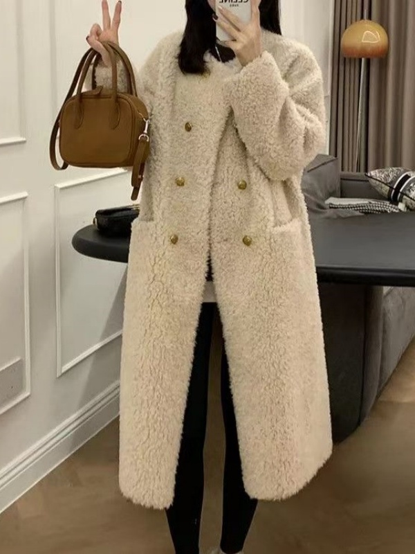 plus Size Mid-Length Lamb Fur  - огляд і ціна Wool Coat Peacoat