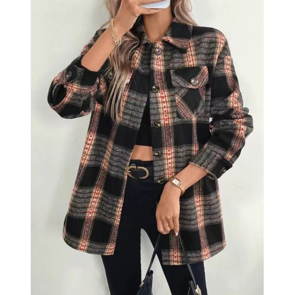 Autumn Winter Women's Fashion  - огляд і ціна Flannel Shirt Lined